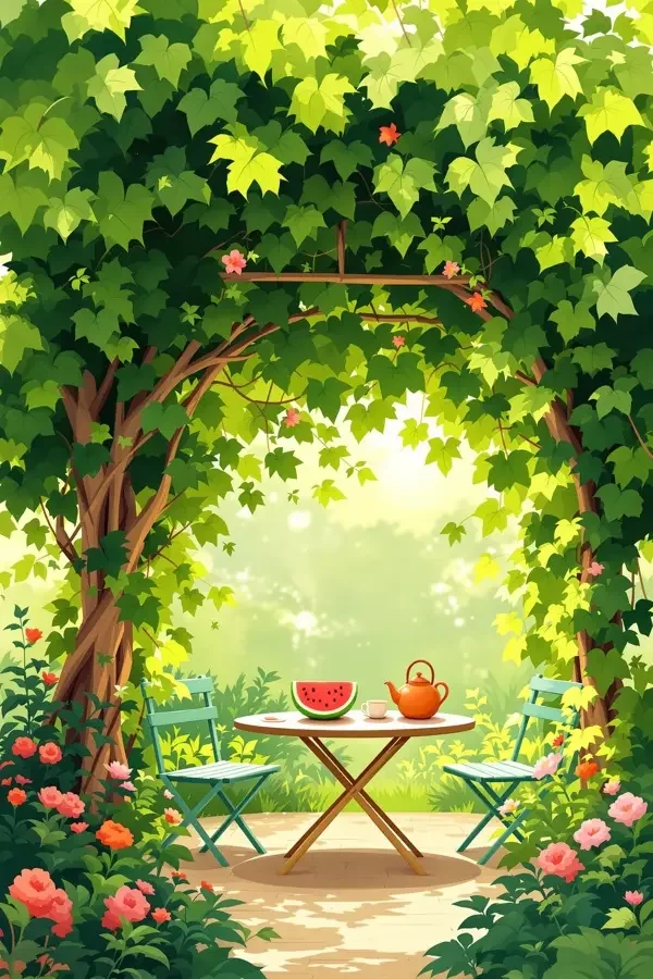 理论电影《藤架下的夏天》海报，属于家庭合家欢